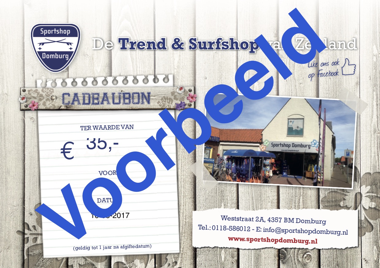 schaduw cabine impuls Cadeaubon van Sportshop Domburg